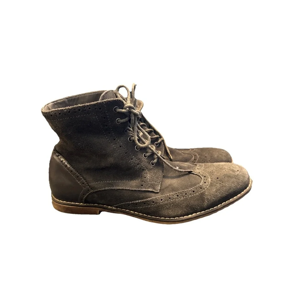 J75 Jump Leather‎ Combat Grunge Boots Gray  Lace Up Mens 12 Suede Wingtip